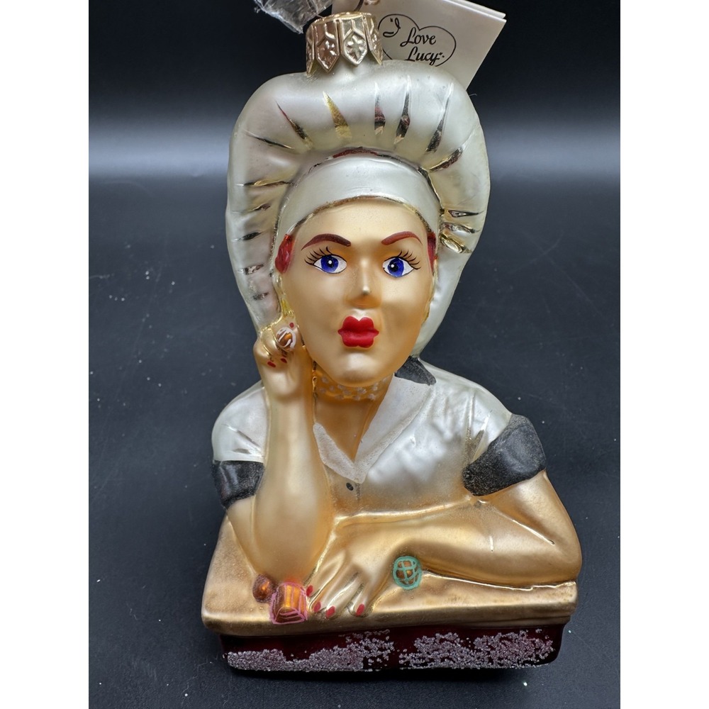 1997 CHRISTOPHER RADKO CANDY MAKER I LOVE LUCY 5.5" ORNAMENT WITH HEART ATTACHED